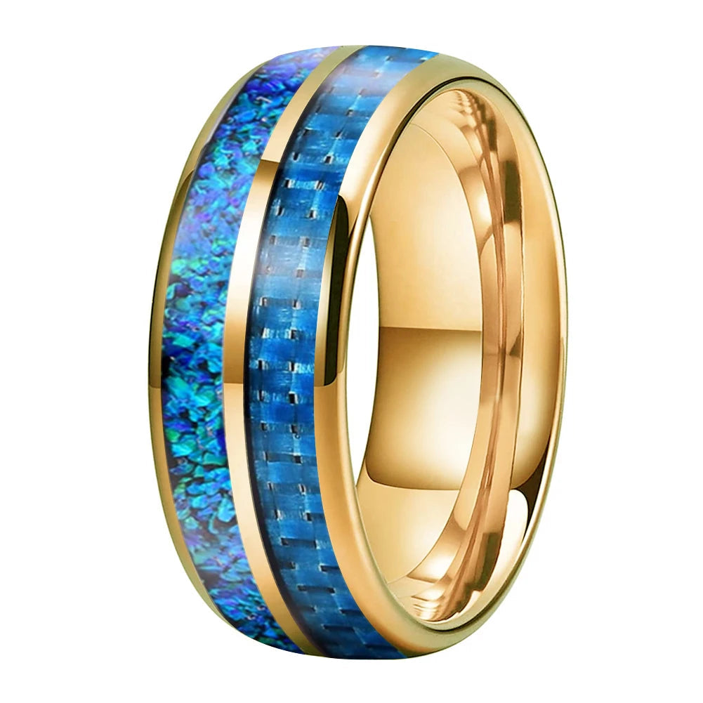 Tungsten Blue Carbon Fiber Ring