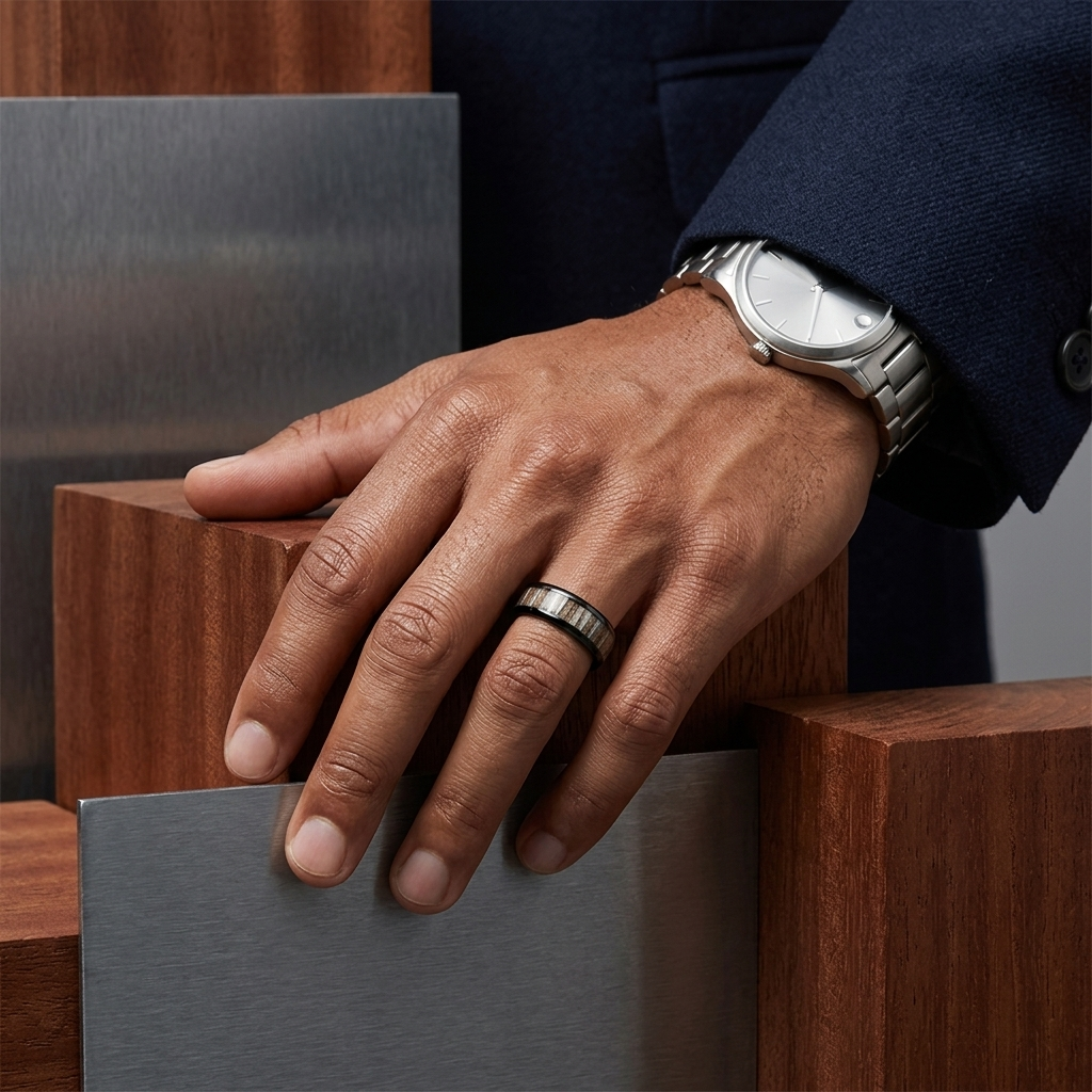 Tungsten Carbide Zebrano Wood Ring