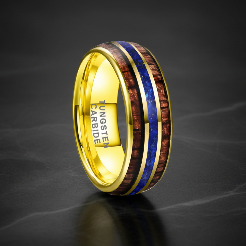 Tungsten Carbide Koa Wood Ring