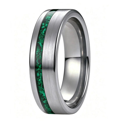 Tungsten Carbide Ring with Green Malachite Inlay