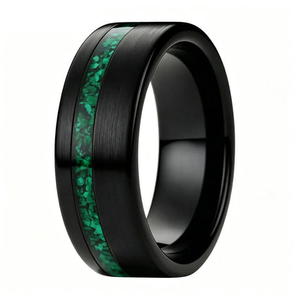 Tungsten Carbide Ring with Green Malachite Inlay