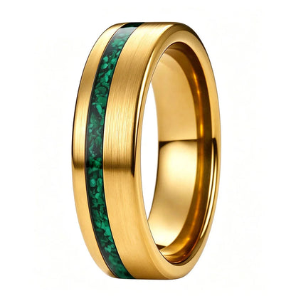 Tungsten Carbide Ring with Green Malachite Inlay