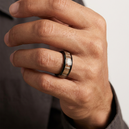 Tungsten Carbide Zebrano Wood Ring