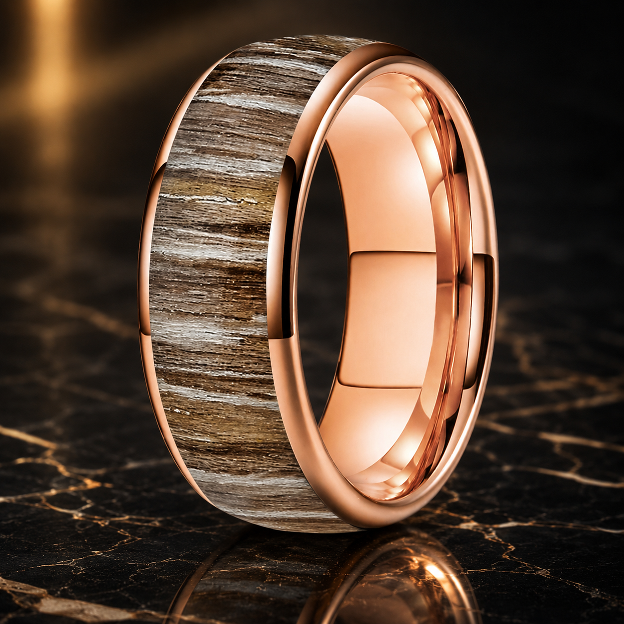 Tungsten Carbide Zebrano Wood Ring