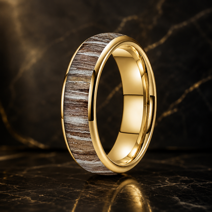 Tungsten Carbide ring with Zebrano Wood inlay