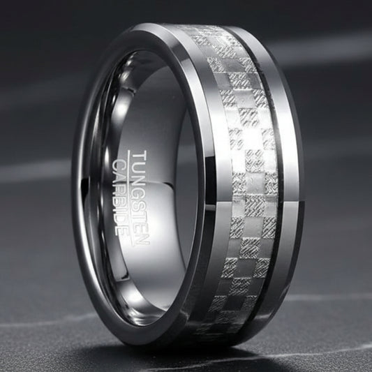 Tungsten_Checkered_Ring