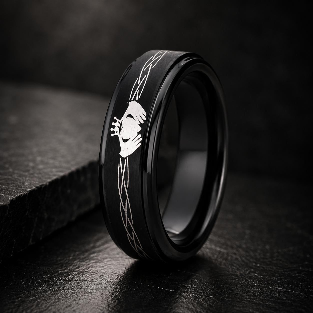 Tungsten Claddagh Ring