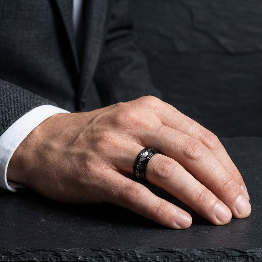 Tungsten Claddagh ring men