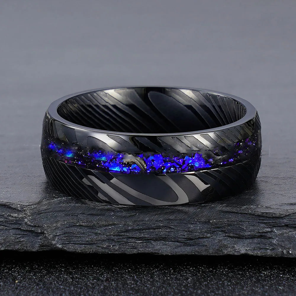 Tungsten Damascus Pattern Ring