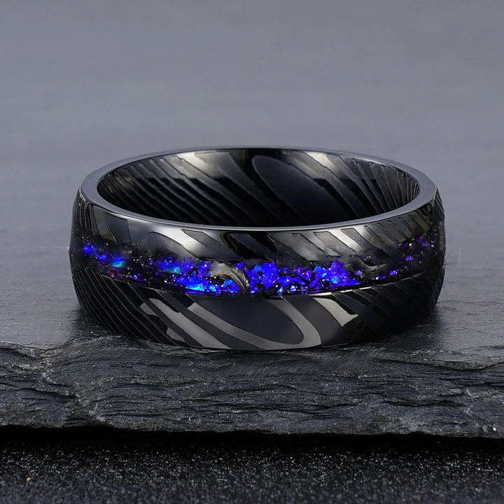 Tungsten Damascus Pattern Ring