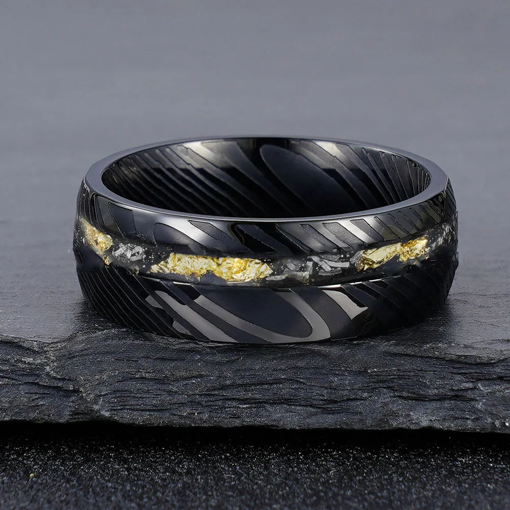 Tungsten Damascus Pattern Ring