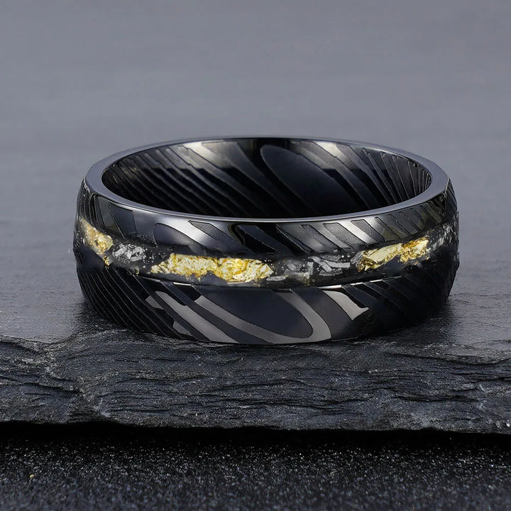 Tungsten Damascus Pattern Ring