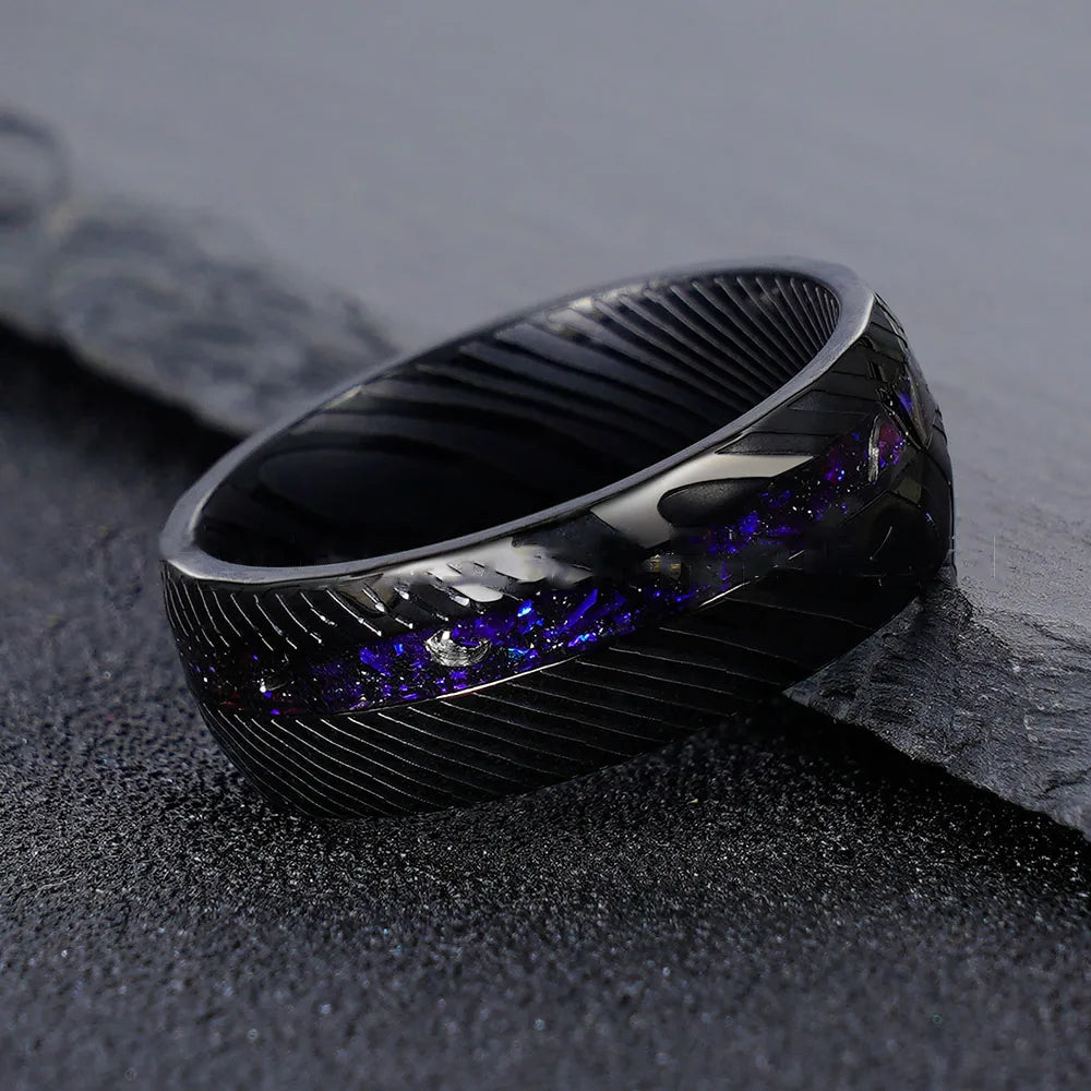 Tungsten Damascus Pattern Ring