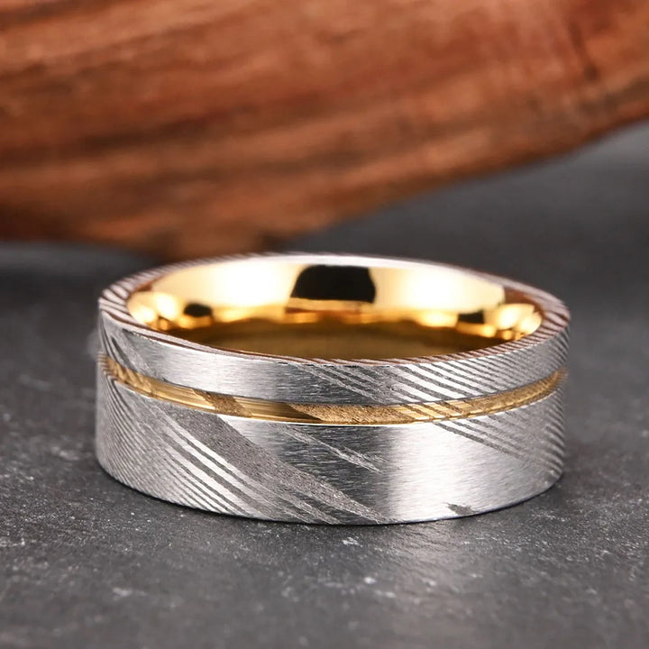 Tungsten Damascus Ring