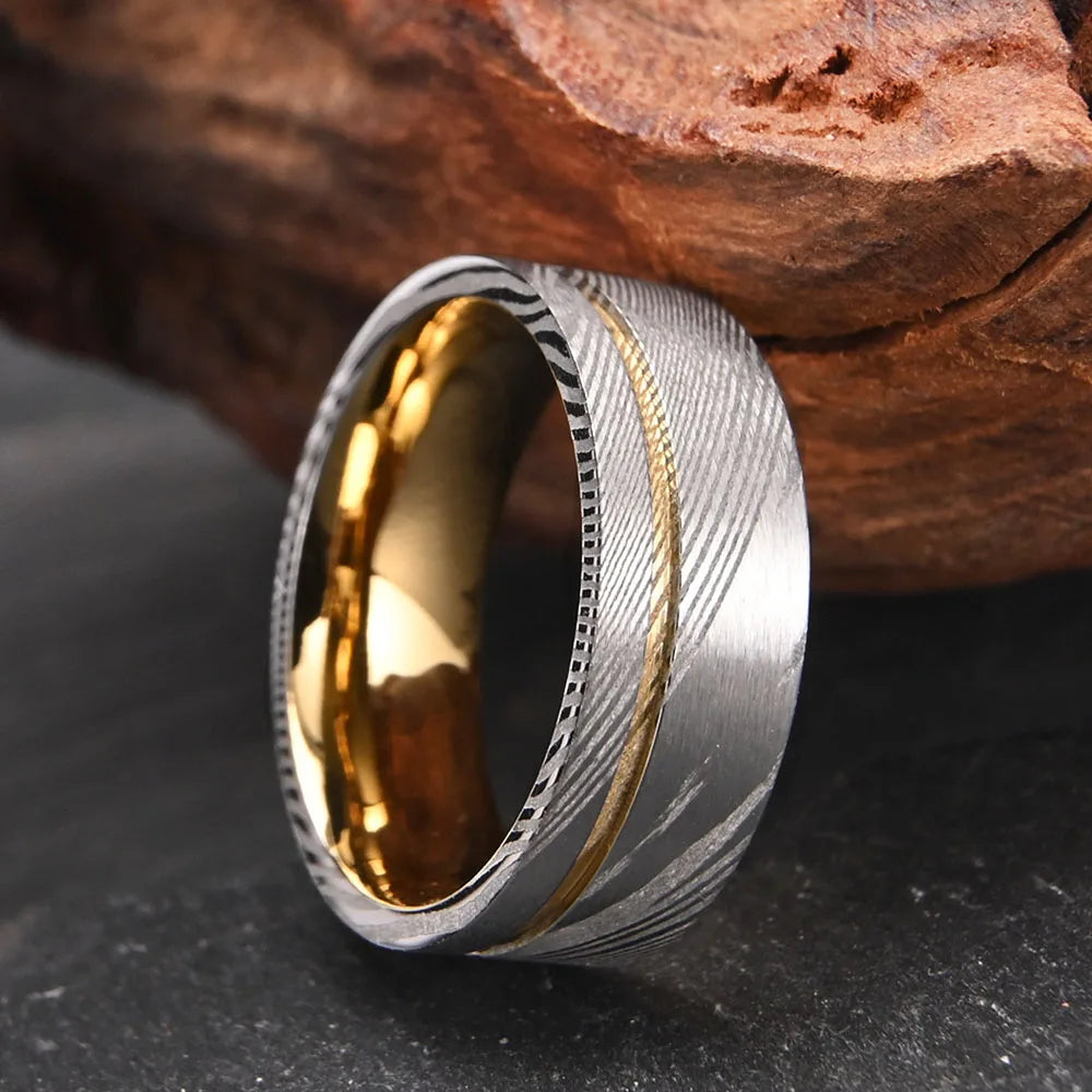 Tungsten Damascus Ring