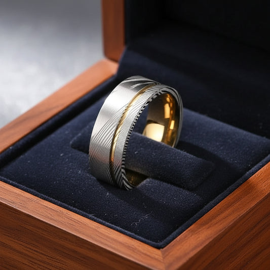 Tungsten Damascus Ring