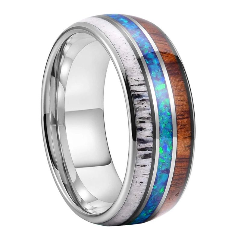 Tungsten Deer Antler Ring