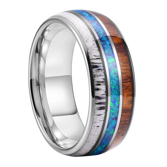 Tungsten Deer Antler Ring
