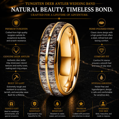 Tungsten Deer Antler Wedding Band