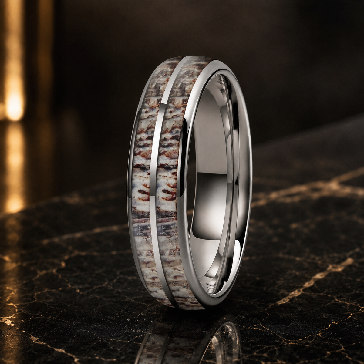 Tungsten Deer Antler Wedding Band