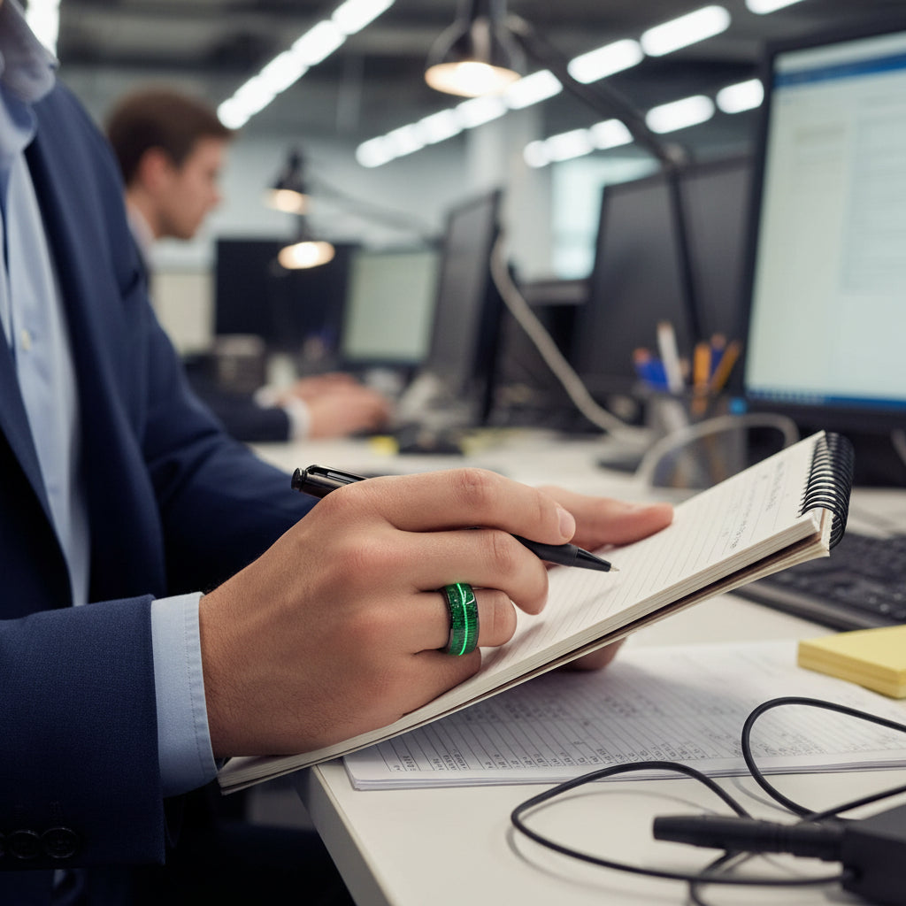 Tungsten_Dome_Ring_with_Green_Wood_and_Guitar_String_Inlay