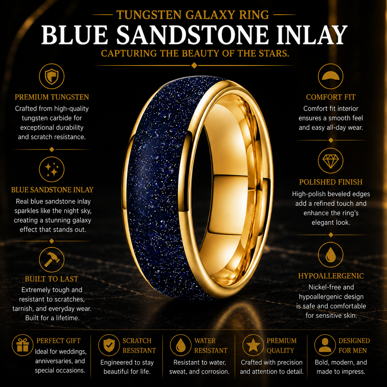 Tungsten Galaxy Ring