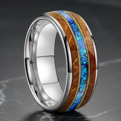 Tungsten Guitar String Ring for men