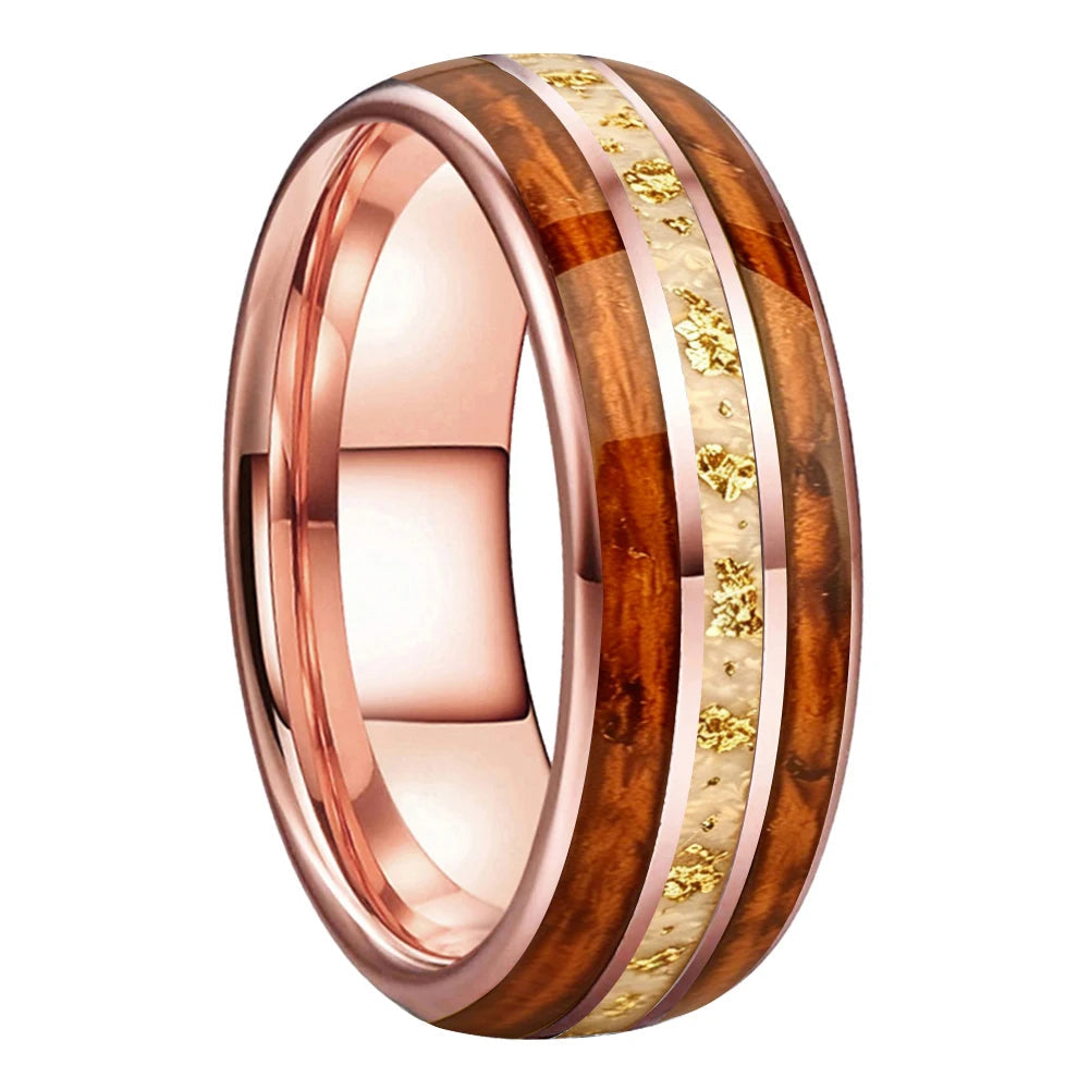 Koa Tungsten Hawaiian Wedding Ring