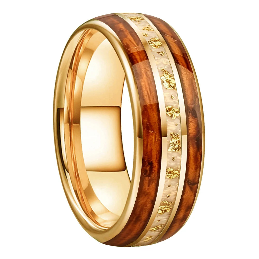 Koa Tungsten Hawaiian Wedding Ring