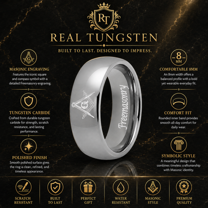 Tungsten Masonic Ring For Men