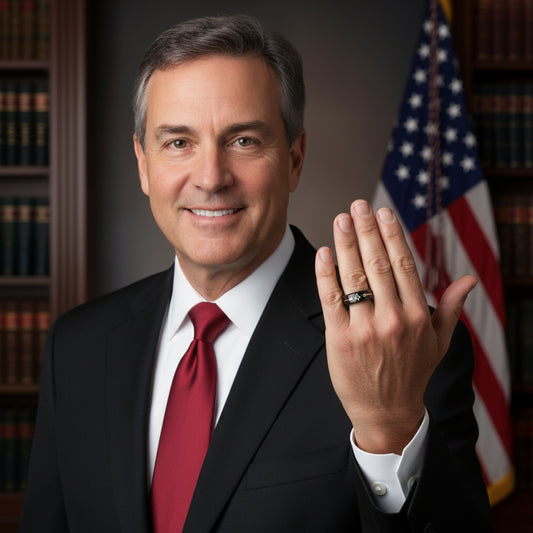 Tungsten Masonic compass square ring