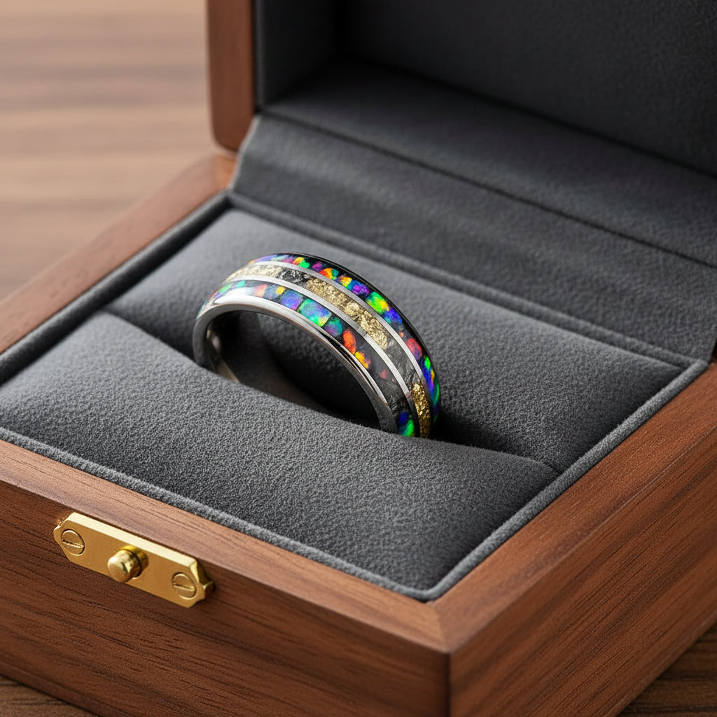 Tungsten Meteorite  Engagement Ring