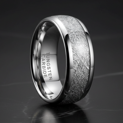 Meteorite Silver Tungsten Carbide Ring