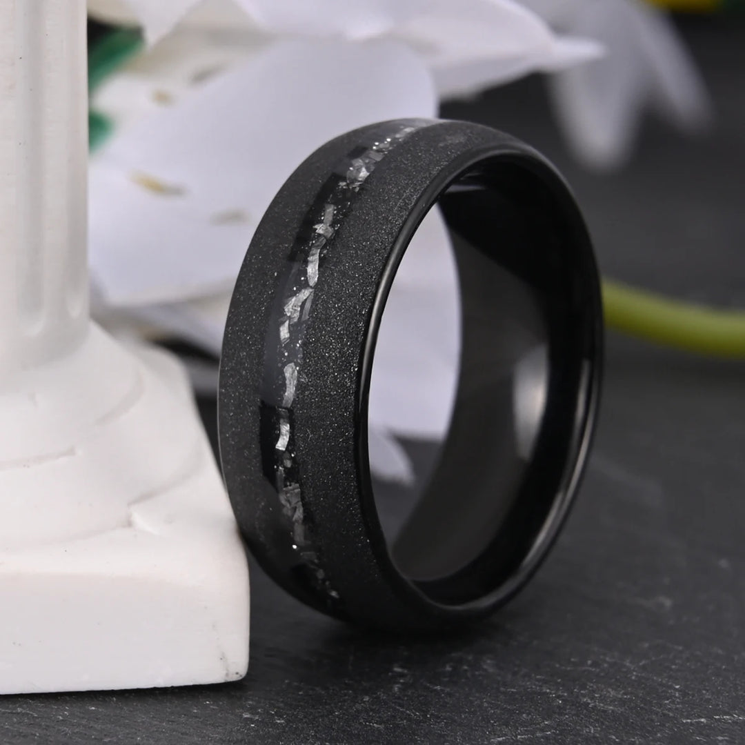 Black Tungsten Meteorite Ring