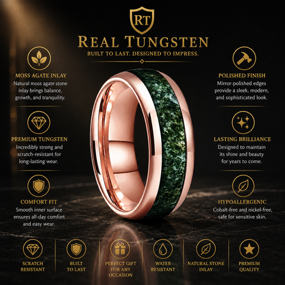 Tungsten Moss Agate Ring 