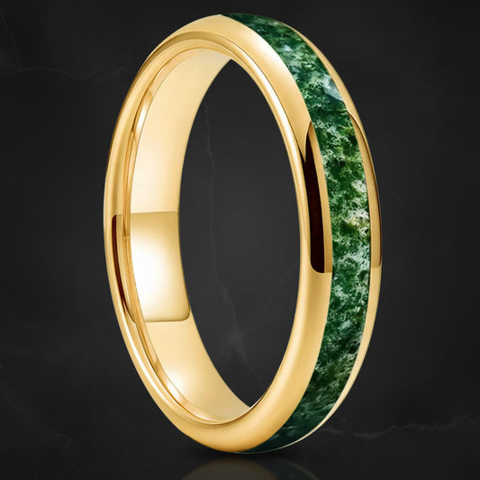Tungsten Moss Agate Ring 