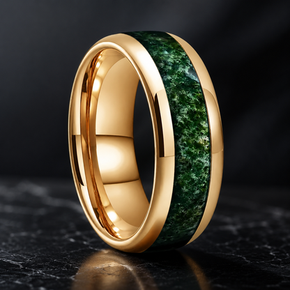 Tungsten Moss Agate Ring 