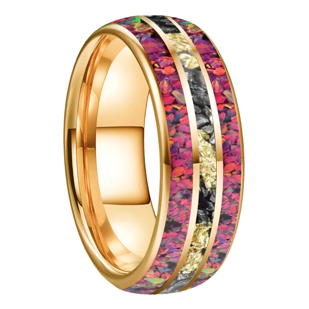 Tungsten Opal Ring with Meteorite