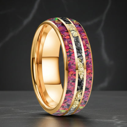 Tungsten Opal Ring with Meteorite