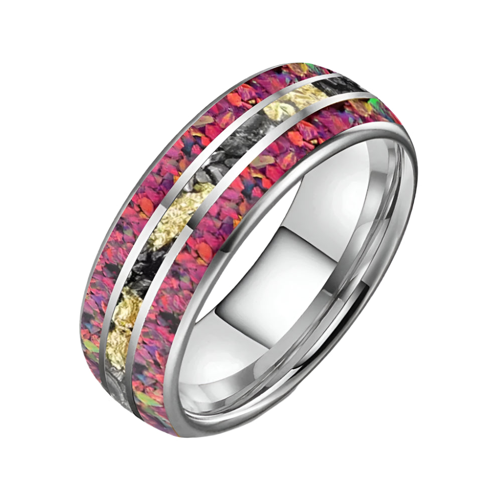 Tungsten Opal Ring with Meteorite