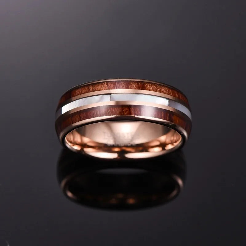 Tungsten Opal Inlay Ring