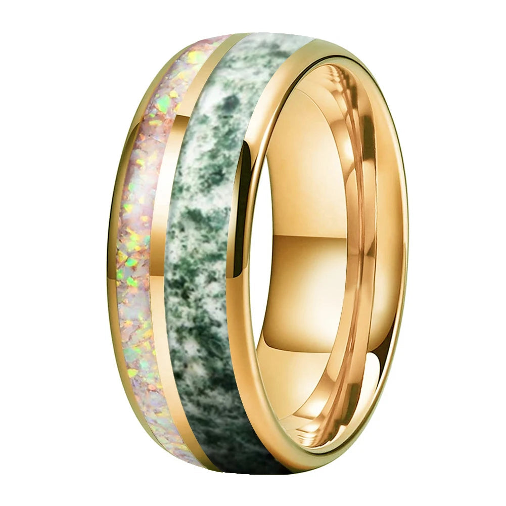 Tungsten Opal Mens Ring