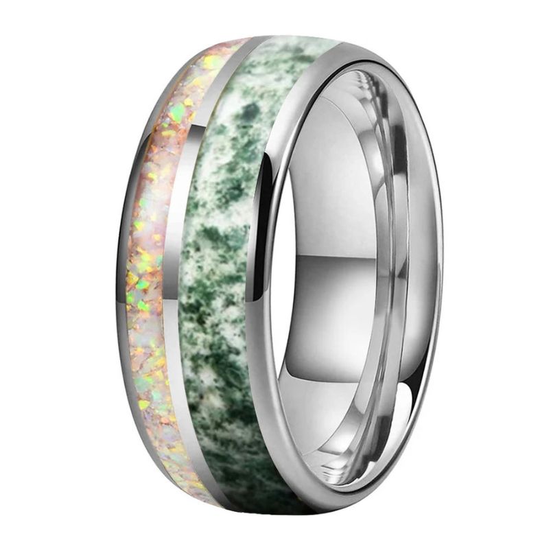 Tungsten Opal Mens Ring