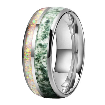 Tungsten Opal Mens Ring