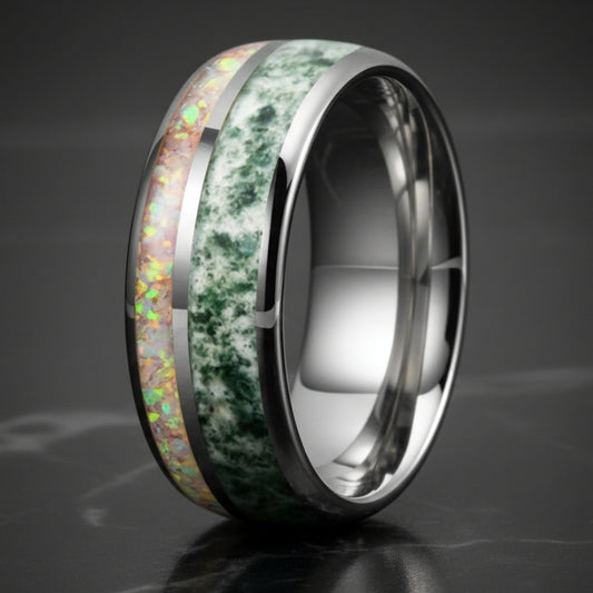 Tungsten Opal Mens Ring