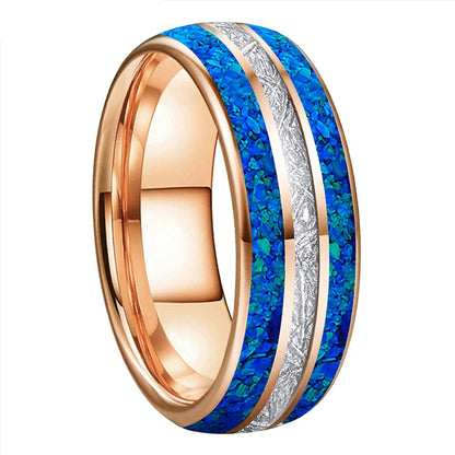 Tungsten Opal Ring with Meteorite