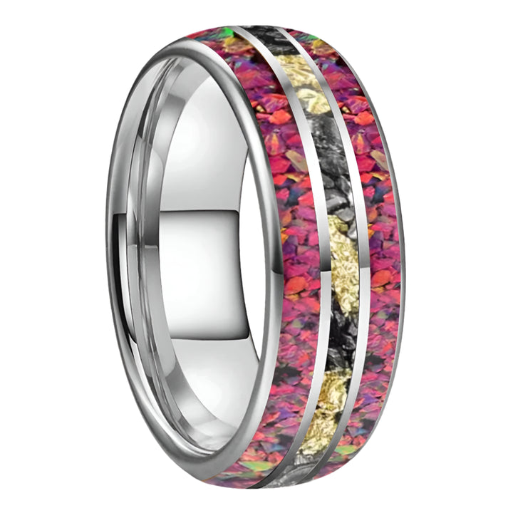 Tungsten Opal Ring with Meteorite