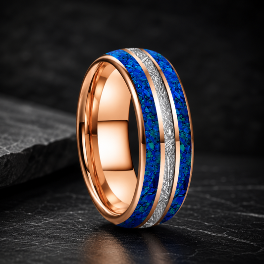 Tungsten Opal Ring with Meteorite