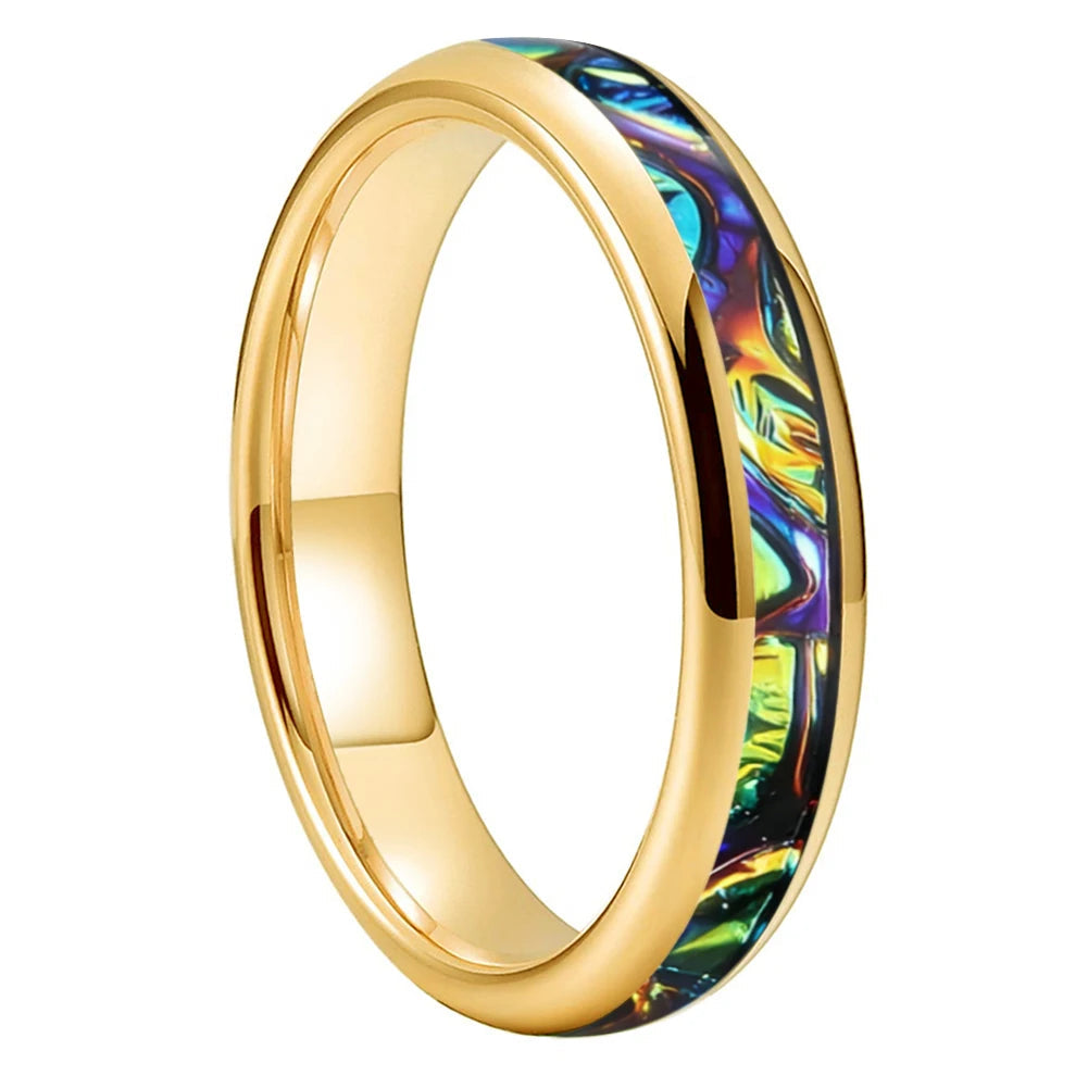 Tungsten Ring with Dragon Burl Dichrolam Inlay