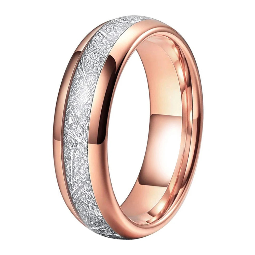Tungsten Ring with Meteorite Inlay
